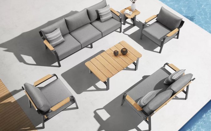 Meble ogrodowe wypoczynkowe aluminiowe szare VISCONTI Higold