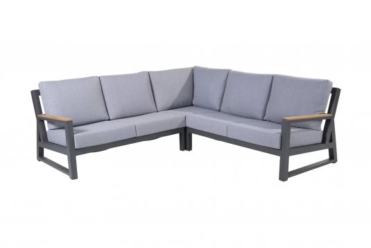 Aluminiowy narożnik ogrodowy na taras ciemnoszary z wysokimi oparciami GIGI 4SO stolik GINGER