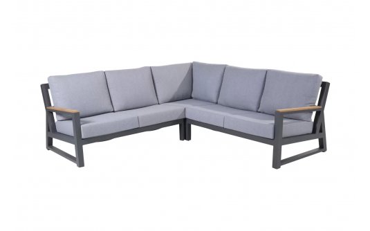 Aluminiowy narożnik ogrodowy na taras ciemnoszary z wysokimi oparciami GIGI 4SO stolik GINGER Aluminiowy narożnik ogrodowy na taras ciemnoszary z wysokimi oparciami GIGI 4SO stolik GINGER