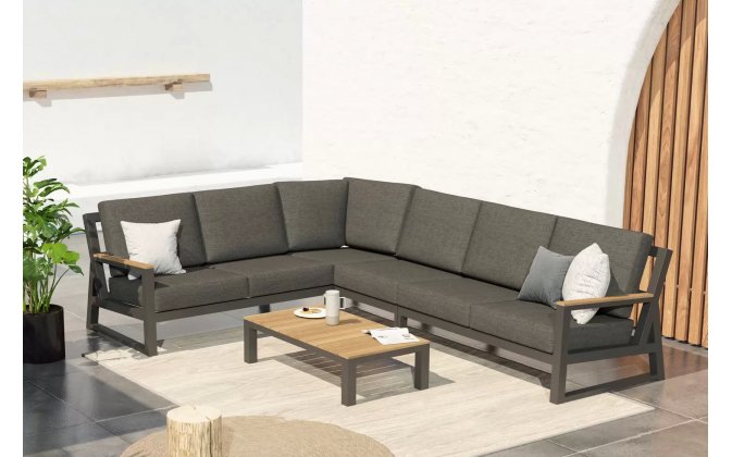 Aluminiowy narożnik ogrodowy na taras ciemnoszary z wysokimi oparciami GIGI 4SO