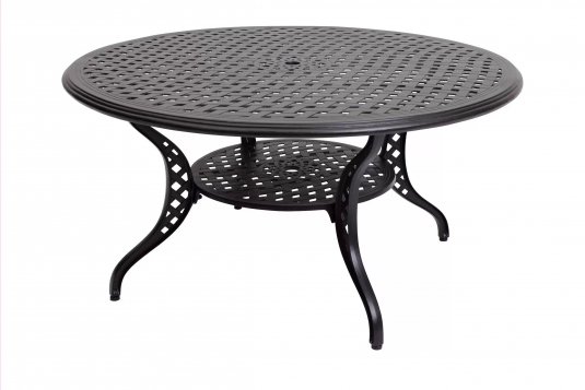 Okrągły ogrodowy stół z odlewanego aluminium malowany na czarno BIG BEN 147 cm