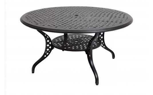 Okrągły ogrodowy stół z odlewanego aluminium malowany na czarno BIG BEN 147 cm Okrągły ogrodowy stół z odlewanego aluminium malowany na czarno BIG BEN 147 cm