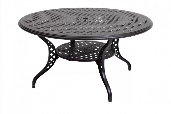 Okrągły ogrodowy stół z odlewanego aluminium malowany na czarno BIG BEN 147 cm