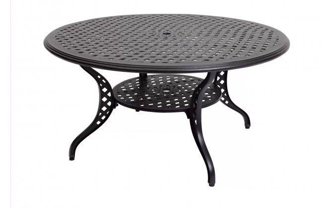 Okrągły ogrodowy stół z odlewanego aluminium malowany na czarno BIG BEN 147 cm