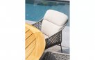 Krzesło na taras stołowe MORETTI brązowe z bezowymi poduszkami 