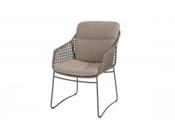 Krzesło na taras stołowe MORETTI brązowe z bezowymi poduszkami 