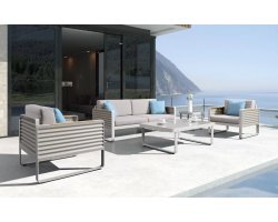 Zestaw wypoczynkowy nowoczesny aluminiowy beżowy AIRPORT Higold