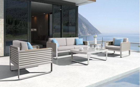 Zestaw wypoczynkowy nowoczesny aluminiowy beżowy AIRPORT Higold Zestaw wypoczynkowy nowoczesny aluminiowy beżowy AIRPORT Higold