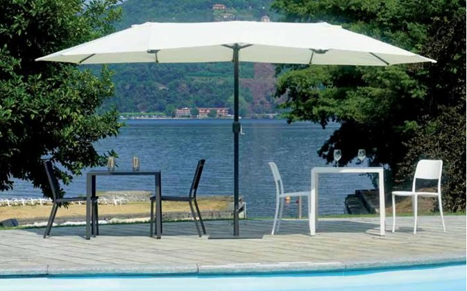 Owalny parasol 2,7x4,5 m noga antracyt poszycie poliester ECRU