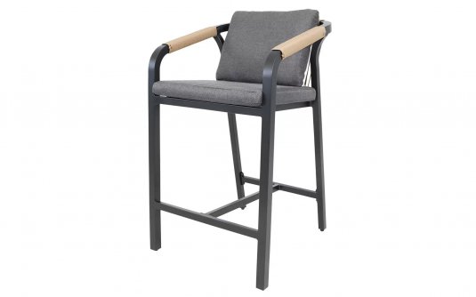 Hoker barowy ogrodowy z poduszkami antracyt RIMINI Hoker barowy ogrodowy z poduszkami antracyt RIMINI