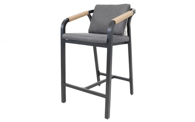 Hoker barowy ogrodowy z poduszkami antracyt RIMINI