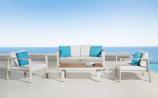 Komplet nowoczesnych mebli ogrodowych aluminiowy beżowy NOFI Higold Komplet nowoczesnych mebli ogrodowych aluminiowy beżowy NOFI Higold