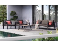 Czarny komplet wypoczynkowy aluminiowy z poduszkami Olefin NOFI Lounge Higold