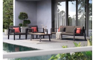 Czarny komplet wypoczynkowy aluminiowy z poduszkami Olefin NOFI Lounge Higold