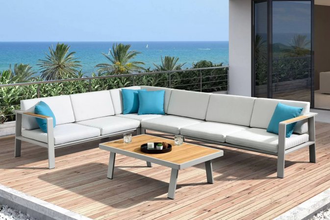 Beżowy aluminiowy narożnik na taras NOFI Higold