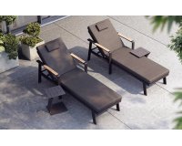 Komplet 2 leżaków ze stolikiem czarnych NOFI Higold