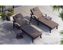 Komplet 2 leżaków ze stolikiem czarnych NOFI Higold