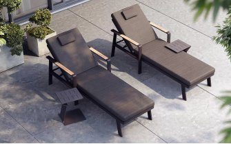 Komplet 2 leżaków ze stolikiem czarnych NOFI Higold