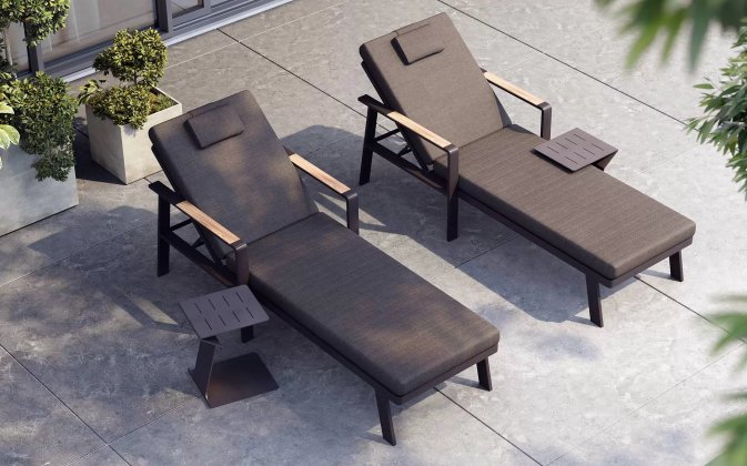 Komplet 2 leżaków ze stolikiem czarnych NOFI Higold