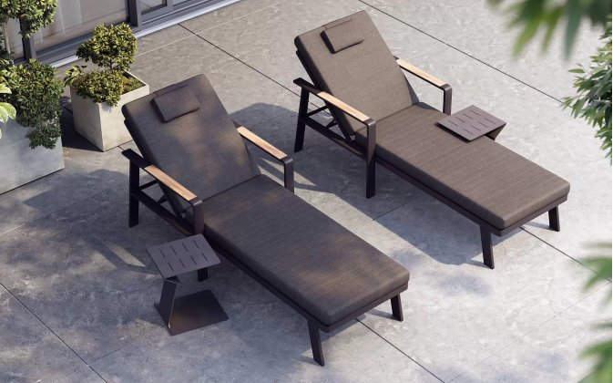 Komplet 2 leżaków ze stolikiem czarnych NOFI Higold