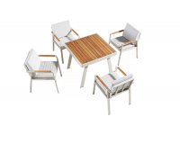 Cztroosobowy komplet ogrodowy stołowy aluminiowy beżowy NOFI Higold