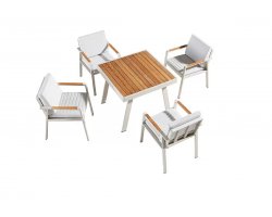 Cztroosobowy komplet ogrodowy stołowy aluminiowy beżowy NOFI Higold