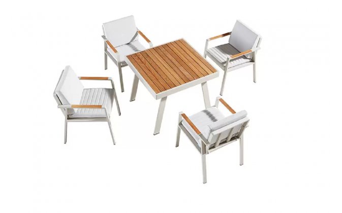 Cztroosobowy komplet ogrodowy stołowy aluminiowy beżowy NOFI Higold