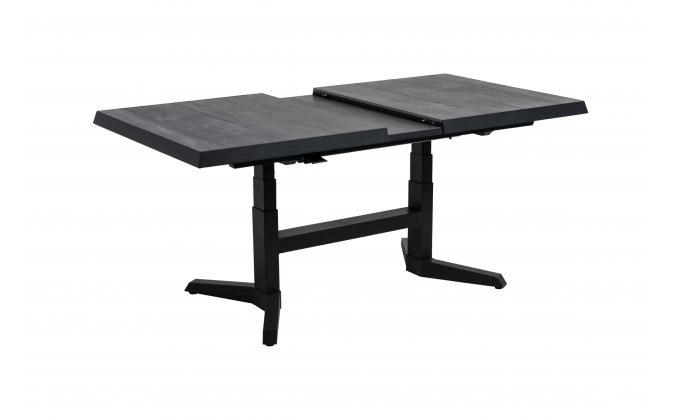 Ciemnoszary rozkłądany stół ogrodowy z podnoszonym blatem MURCIA 143-183