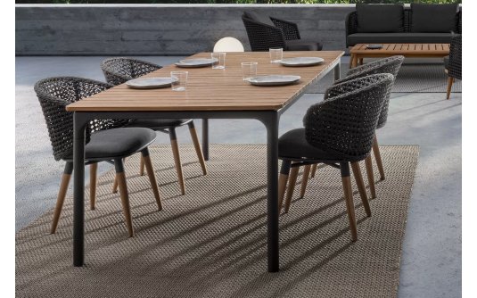 Stół ogrodowy z blatem teak 200x100 cm STONE bizzotto