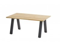 Wysoki stolik kawowy aluminiowo-teakowy AMBASSADOR 4SO 120x70 cm