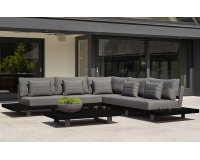 Narożnik wypoczynkowy ogrodowy grafitowy FITZ z głębokimi siedziskami