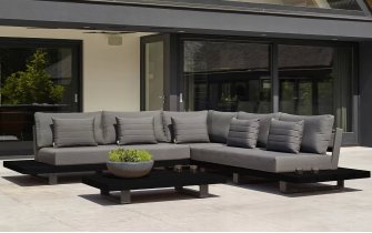 Narożnik wypoczynkowy ogrodowy grafitowy FITZ z głębokimi siedziskami