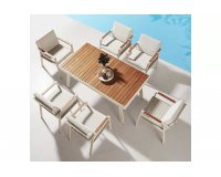 Zestaw stołowy aluminiowy bezowy NOFI Dining dla 6 osób