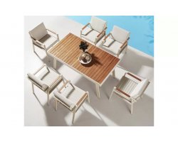 Zestaw stołowy aluminiowy bezowy NOFI Dining dla 6 osób