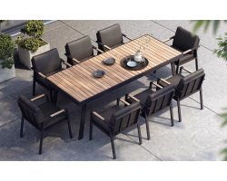 Czarny zestaw stołowy aluminiowy dla 8 osób NOFI Higold