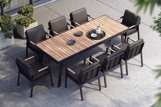 Czarny zestaw stołowy aluminiowy dla 8 osób NOFI Higold