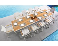 Rozkładany zestaw stołowy beżowy aluminiowy NOFI 280-340 2.0 Higold