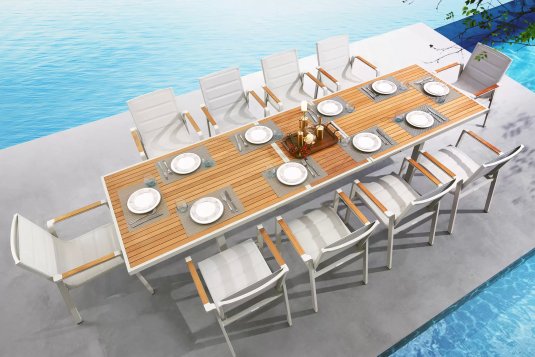 Rozkładany zestaw stołowy beżowy aluminiowy NOFI 280-340 2.0 Higold