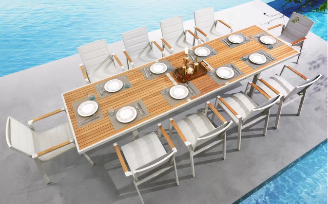 Rozkładany zestaw stołowy beżowy aluminiowy NOFI 280-340 2.0 Higold