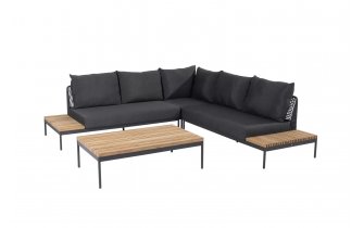 Aluminiowy narożnik ogrodowy modułowy antracyt lina polipropylenowa teak SAKURA 4SO