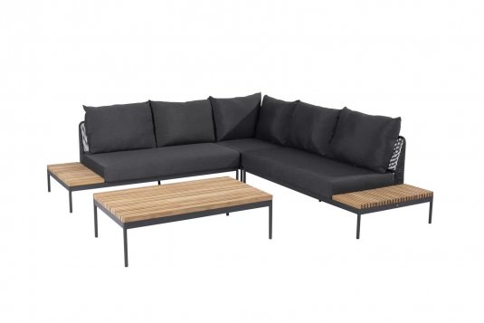 Aluminiowy narożnik ogrodowy modułowy antracyt lina polipropylenowa teak SAKURA 4SO