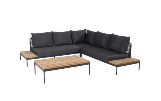 Aluminiowy narożnik ogrodowy modułowy antracyt lina polipropylenowa teak SAKURA 4SO