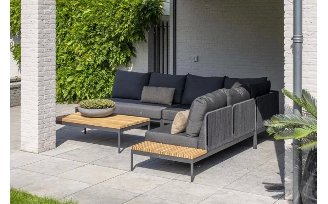 Aluminiowy narożnik ogrodowy modułowy antracyt lina polipropylenowa teak SAKURA 4SO