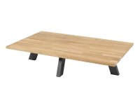 Prostokątny stolik kawowy ogrodowy COSMIC 120x78 grafitowy z blatem teak