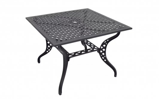 Kwadratowy stół ogrodowy z odlewanego aluminium w kolorze czarnym TRAFALGAR Kwadratowy stół ogrodowy z odlewanego aluminium w kolorze czarnym TRAFALGAR