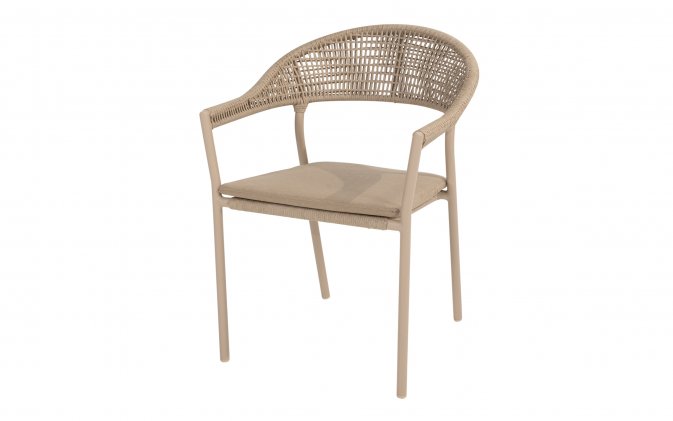 Krzesło sztaplowane aluminiowe beżowe lina polipropylenowa SIENNA 4SO