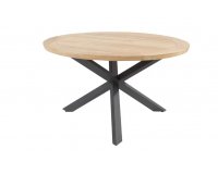 Okrągły stół ogrodowy podstawa krzyżowa antracyt alu blat teak średnica 130 cm PRADO 4SO