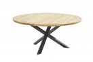 Okrągły stół ogrodowy podstawa krzyżowa antracyt alu blat teak średnica 160 cm PRADO 4SO