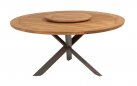 Okrągły stół ogrodowy podstawa krzyżowa antracytowe aluminium blat teak średnica 160 cm PRADO 4SO