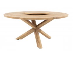Okrągły stół ogrodowy podstawa krzyżowa teakowa / blat teak średnica 160 cm PRADO 4SO